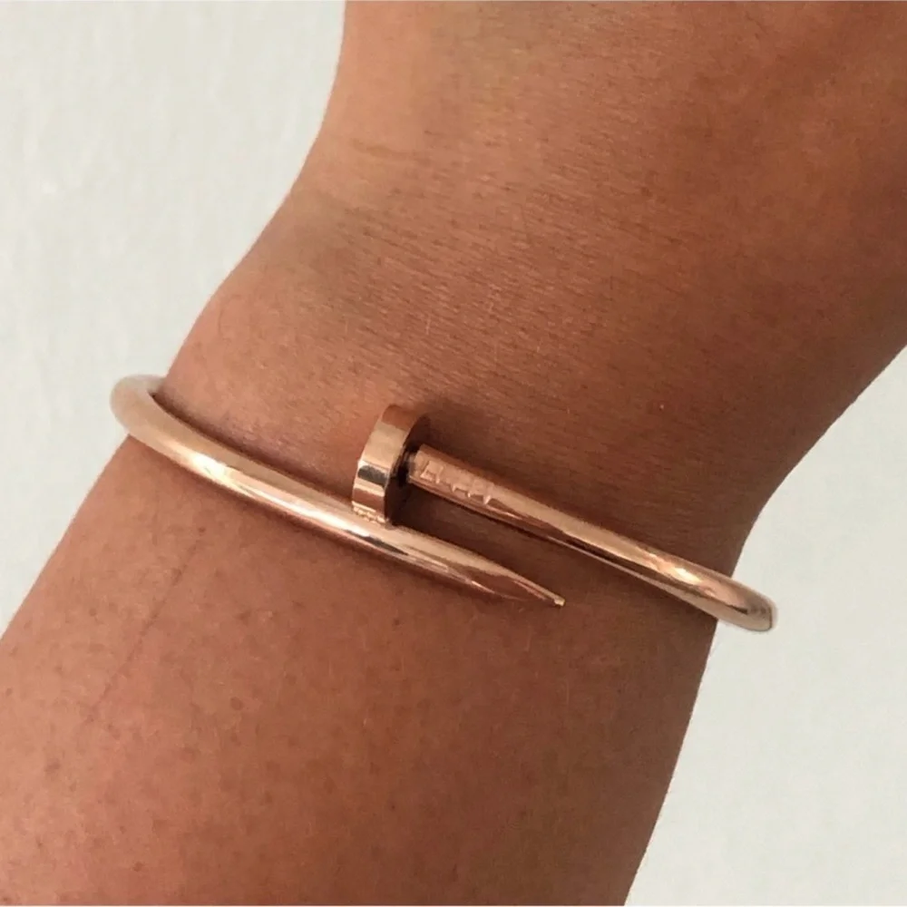 Generic Nail Cuff Bangle Bracelet in Rose Gold